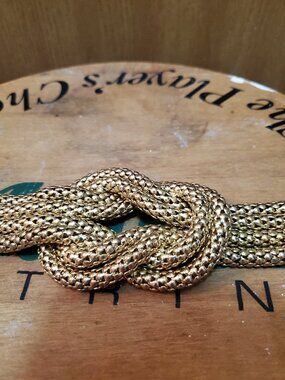 Gold-tone chunky Mesh Love Knot Statement Bracelet
